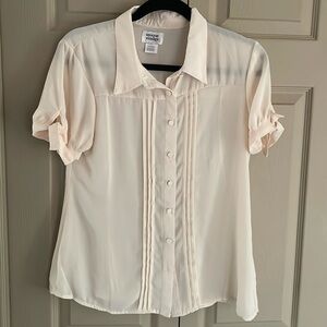 Unique Vintage 1940s Cream Short Sleeve Sheer Colvin Blouse